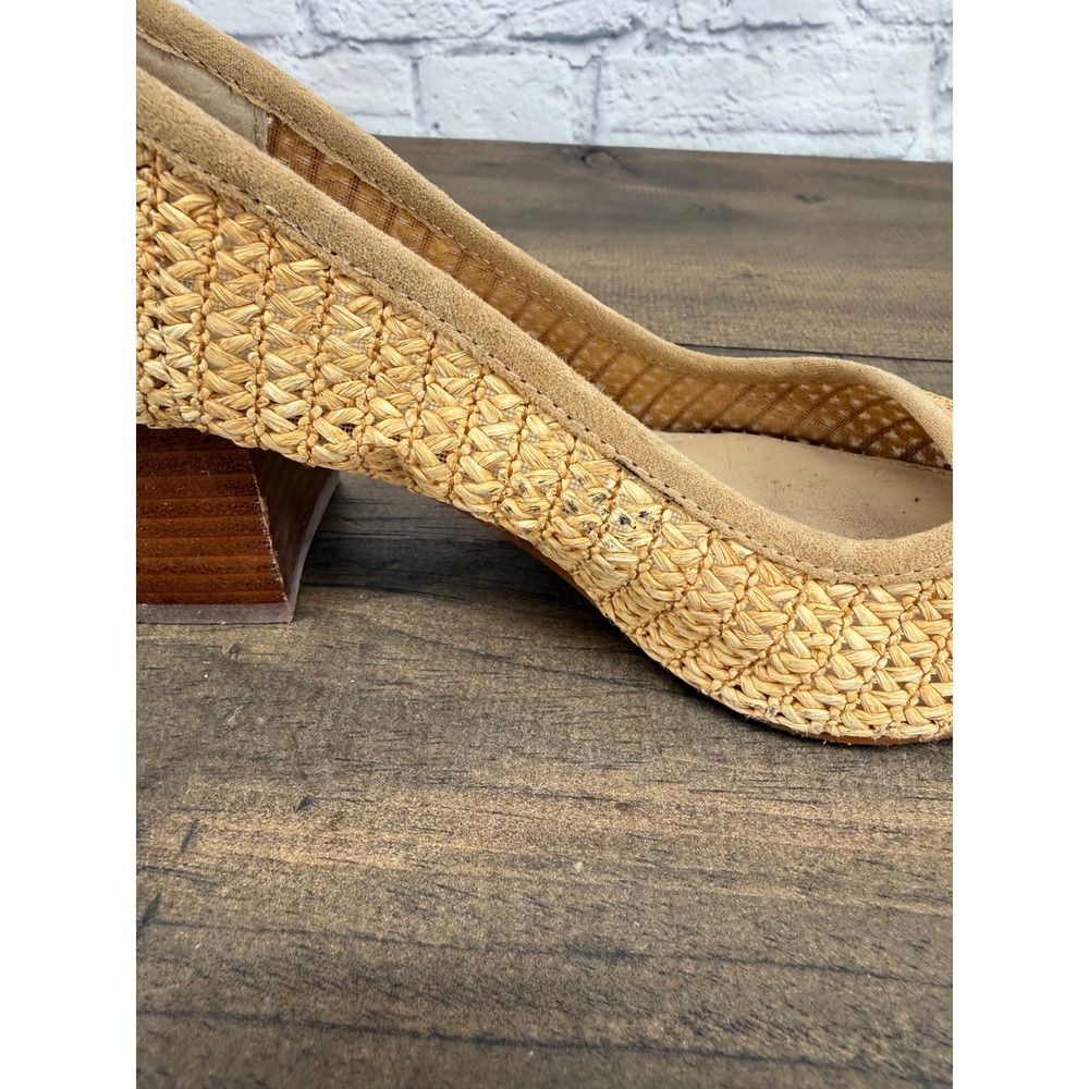 Vince Camuto Raffia Woven Block Heel Pumps Coastal Chic Old Money Quiet Luxury 7 - Picture 11 of 13